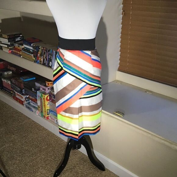 Milly Fluorescent Stripe Pencil Skirt (E15) - Picture 2 of 6